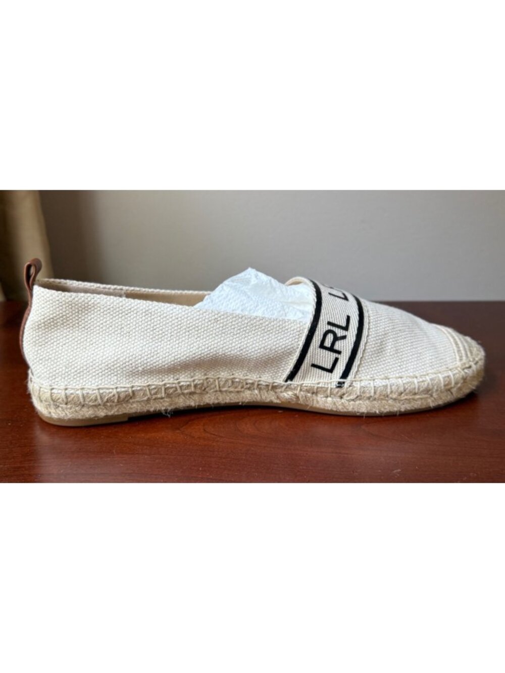 Lauren Ralph Lauren Beige Canvas Espadrilles Slip-On Shoes Size 7.5 - Picture 6 of 9
